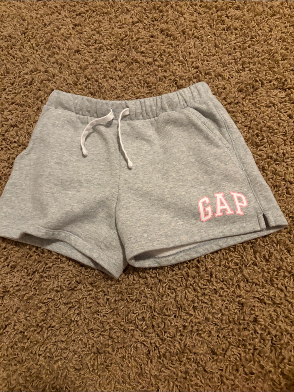 GAP Light Gray Athletic Shorts with Pink Logo
